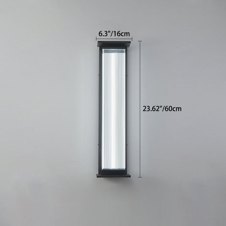 Modern Minimalist Waterproof Rectangular Stainless Steel Acrylic LED Wall Sconce Lamp For Outdoor Patio | Kalsten