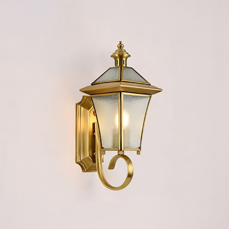 European Modern Luxury Quadrilateral Brass Glass Waterproof 1-Light Outdoor Wall Sconce Lamp | Kalsten