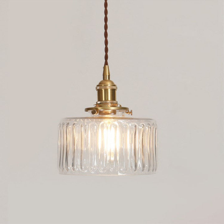 Pendant Light Glass Copper 6 in Clear Modern Hallway Living Room Bedroom LED Incandescent Fluorescent Hardwired Fixture | Kalsten