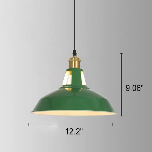 Kalsten | RetroDome Industrial Vintage Pendant Light | Green Iron Dome Design | Single Light | Rustic Ceiling Lighting