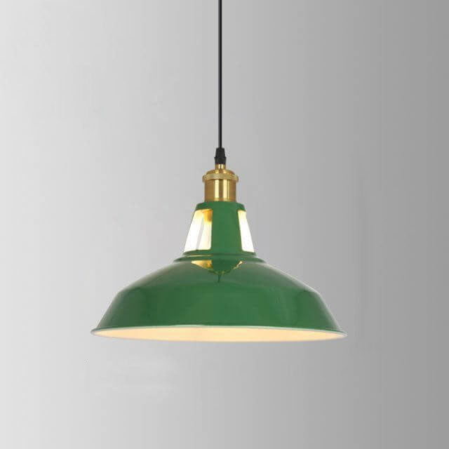 Kalsten | RetroDome Industrial Vintage Pendant Light | Green Iron Dome Design | Single Light | Rustic Ceiling Lighting
