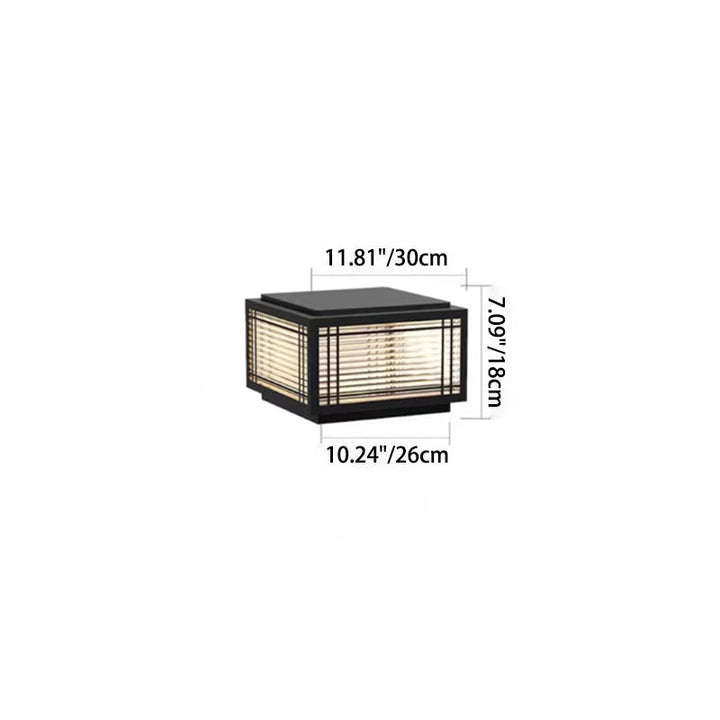 Traditional Chinese Square Aluminum Glass 1-Light Post Head Light For Garden | Kalsten