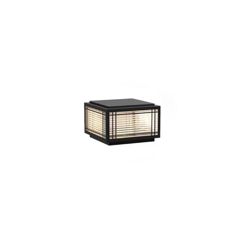 Traditional Chinese Square Aluminum Glass 1-Light Post Head Light For Garden | Kalsten