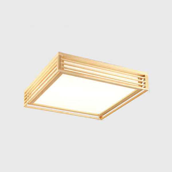 Flush Mount Ceiling Light Wood Acrylic 13.8 in LED Beige White Modern Bedroom Living Room Dining Room Lighting | Kalsten