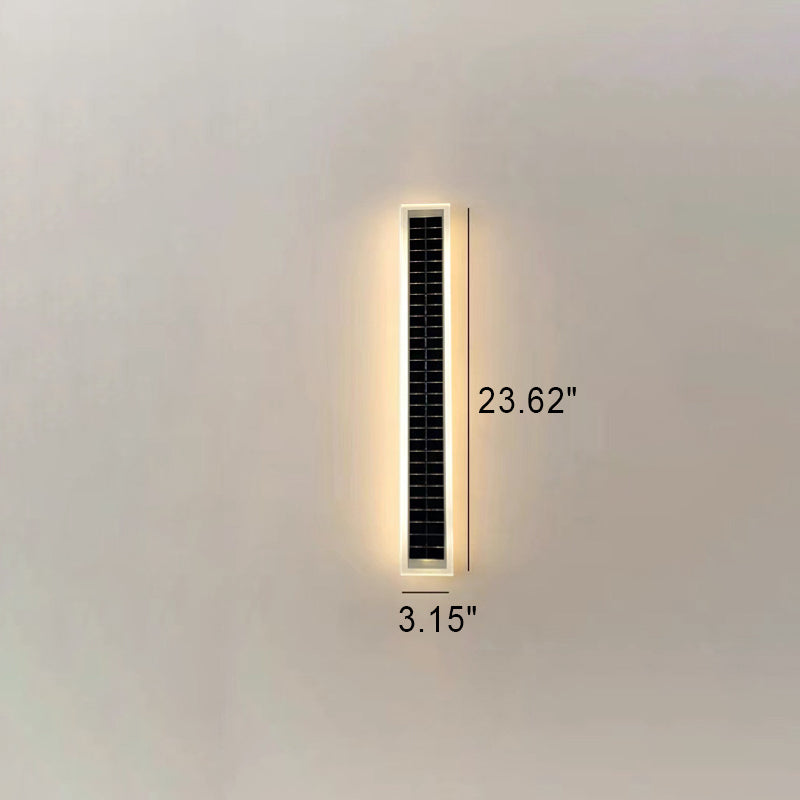 Minimalist Outdoor Solar Rectangular Strip Waterproof Patio LED Wall Sconce Lamp | Kalsten