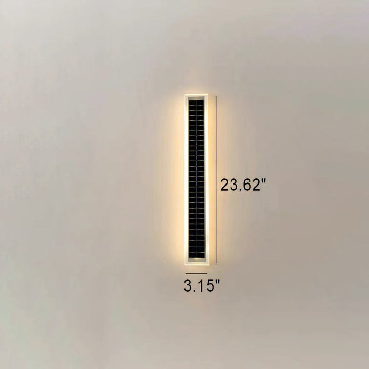 Minimalist Outdoor Solar Rectangular Strip Waterproof Patio LED Wall Sconce Lamp | Kalsten