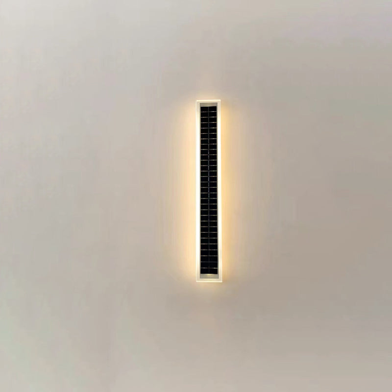 Minimalist Outdoor Solar Rectangular Strip Waterproof Patio LED Wall Sconce Lamp | Kalsten