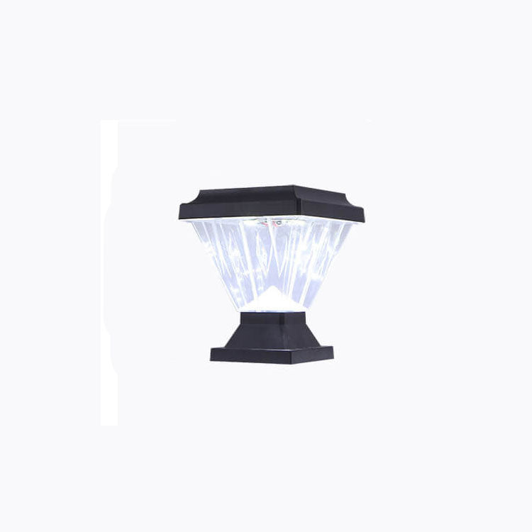 Modern Black Solar Die-Cast Aluminum Glass Outdoor Patio Waterproof Column Head Light | Kalsten