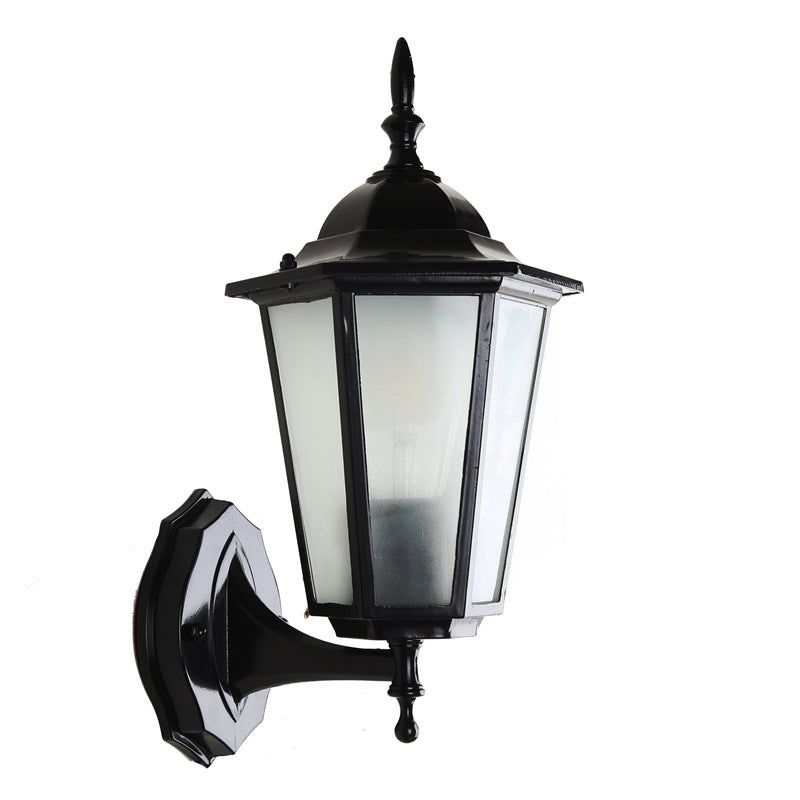 Contemporary Industrial Hexagonal Aluminum Frame Frosted Glass 1-Light Outdoor Wall Sconce Lamp For Garden | Kalsten
