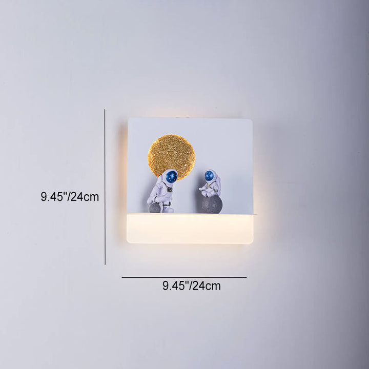 Contemporary Creative Iron Resin Round Astronaut LED Wall Light Lamp for Bedroom | Kalsten