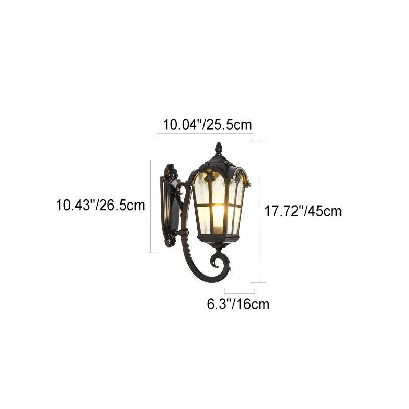 Traditional European Quadrilateral Window Shape Aluminum Glass 1-Light Wall Sconce Lamp For Outdoor Patio | Kalsten