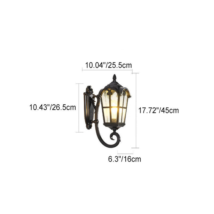 Traditional European Quadrilateral Window Shape Aluminum Glass 1-Light Wall Sconce Lamp For Outdoor Patio | Kalsten