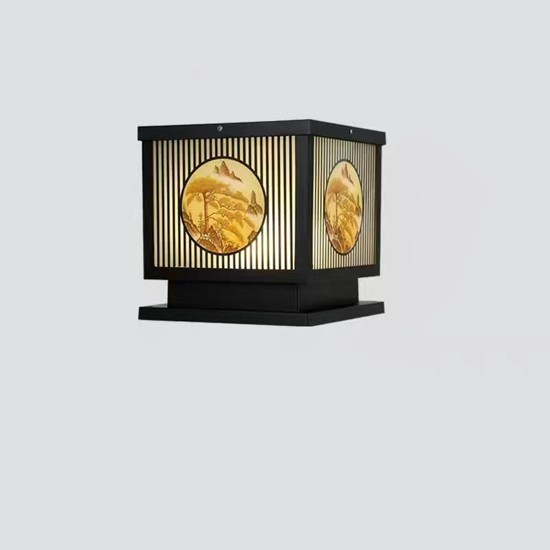 Traditional Chinese Aluminum Glass Square LED Waterproof Solar Landscape Light For Outdoor Patio | Kalsten