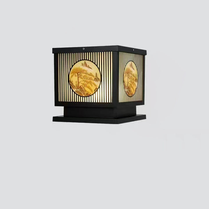 Traditional Chinese Aluminum Glass Square LED Waterproof Solar Landscape Light For Outdoor Patio | Kalsten