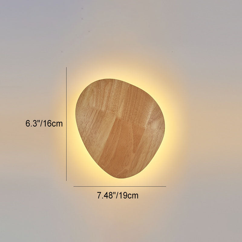 Modern Minimalist Round Irregular Oval Wood LED Wall Light Lamp for Living Room | Kalsten