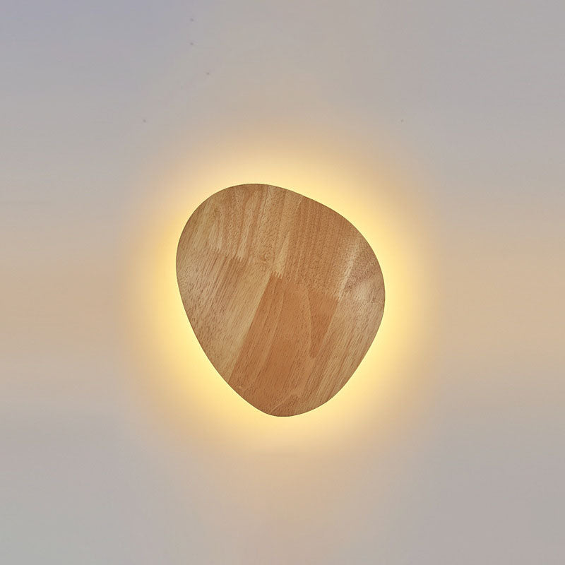 Modern Minimalist Round Irregular Oval Wood LED Wall Light Lamp for Living Room | Kalsten
