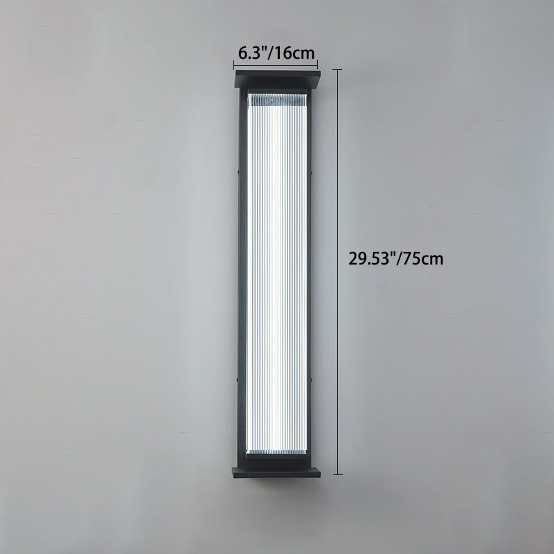 Modern Minimalist Waterproof Rectangular Stainless Steel Acrylic LED Wall Sconce Lamp For Outdoor Patio | Kalsten