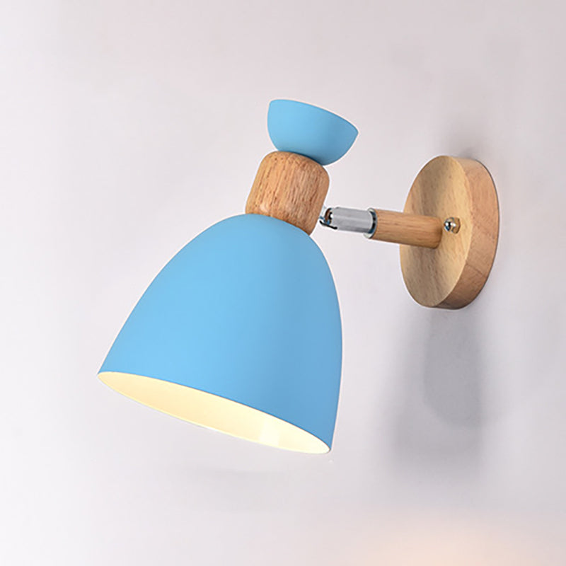 Modern Minimalistic Round Horn Aluminum Wood 1-Light Wall Lamp for Bedroom | Kalsten