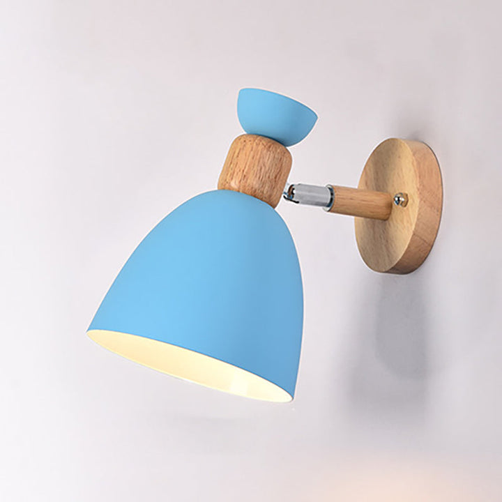 Modern Minimalistic Round Horn Aluminum Wood 1-Light Wall Lamp for Bedroom | Kalsten