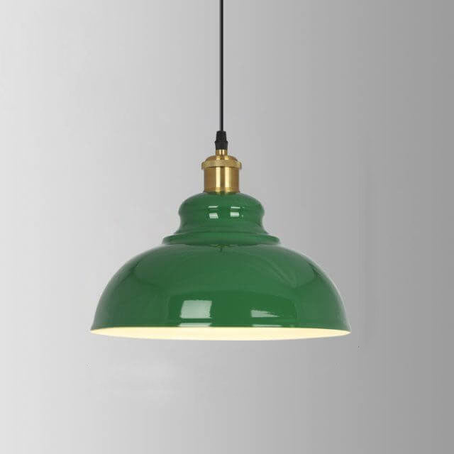 Kalsten | RetroDome Industrial Vintage Pendant Light | Green Iron Dome Design | Single Light | Rustic Ceiling Lighting