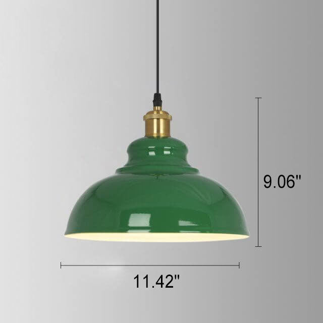 Kalsten | RetroDome Industrial Vintage Pendant Light | Green Iron Dome Design | Single Light | Rustic Ceiling Lighting