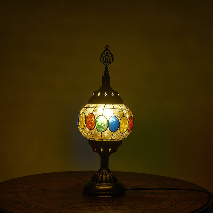 Traditional Tiffany romantic oval iron enameled 1-light table lamp for the bedroom | Kalsten