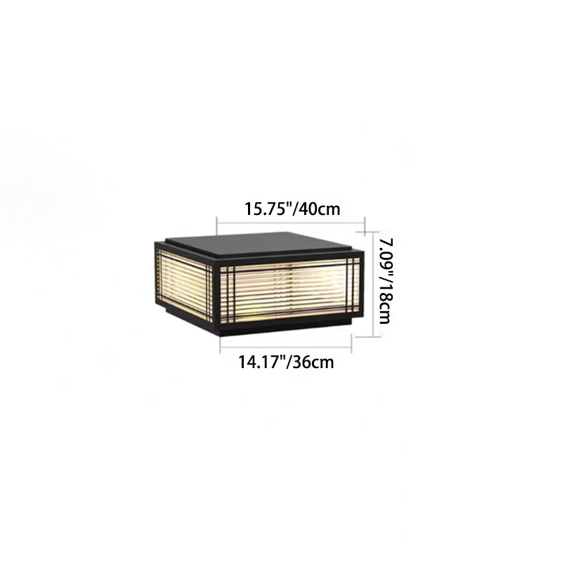Traditional Chinese Square Aluminum Glass 1-Light Post Head Light For Garden | Kalsten
