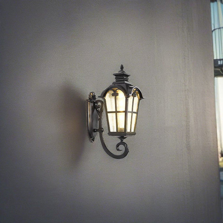 Traditional European Quadrilateral Window Shape Aluminum Glass 1-Light Wall Sconce Lamp For Outdoor Patio | Kalsten