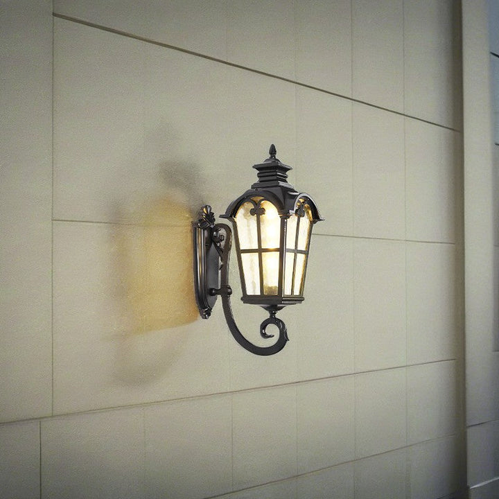 Traditional European Quadrilateral Window Shape Aluminum Glass 1-Light Wall Sconce Lamp For Outdoor Patio | Kalsten