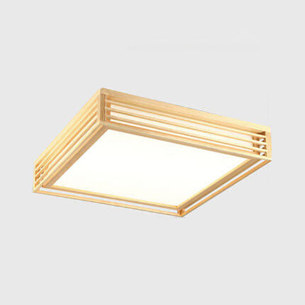 Flush Mount Ceiling Light Wood Acrylic 13.8 in LED Beige White Modern Bedroom Living Room Dining Room Lighting | Kalsten