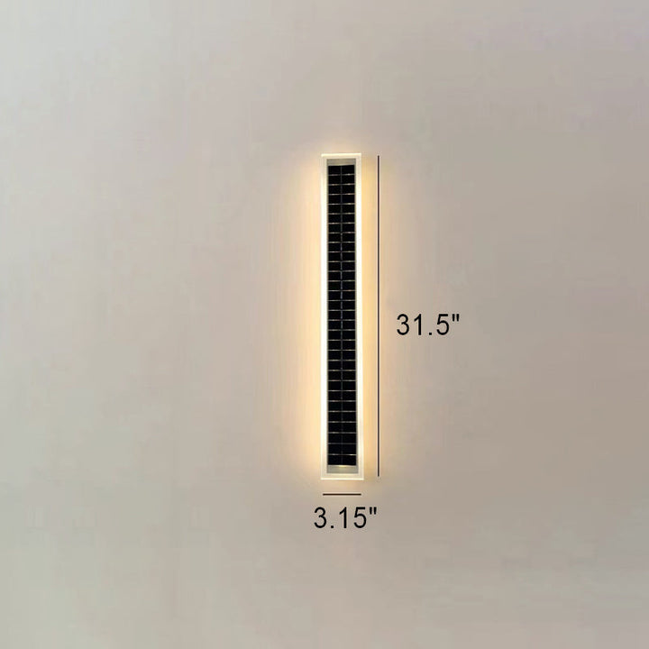 Minimalist Outdoor Solar Rectangular Strip Waterproof Patio LED Wall Sconce Lamp | Kalsten