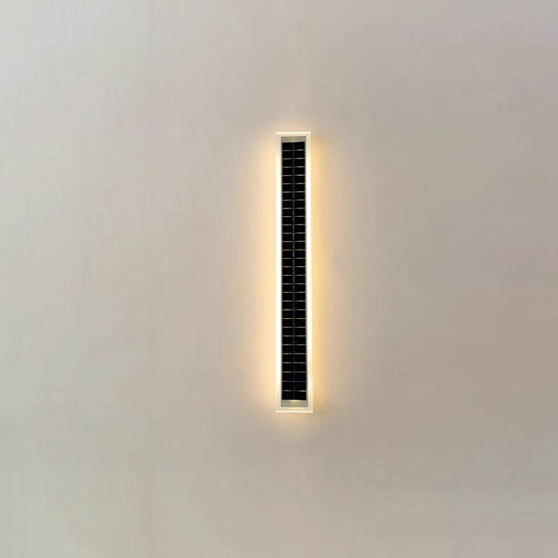 Minimalist Outdoor Solar Rectangular Strip Waterproof Patio LED Wall Sconce Lamp | Kalsten