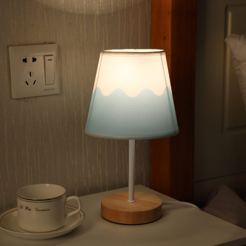 Nordic Vintage Fabric Cone Solid Wood LED Table Lamp | Kalsten