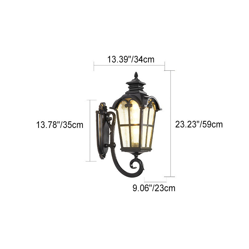 Traditional European Quadrilateral Window Shape Aluminum Glass 1-Light Wall Sconce Lamp For Outdoor Patio | Kalsten