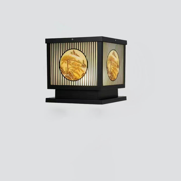 Traditional Chinese Aluminum Glass Square LED Waterproof Solar Landscape Light For Outdoor Patio | Kalsten