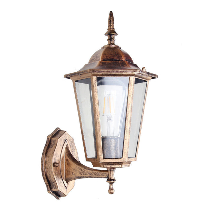 Contemporary Industrial Hexagonal Aluminum Frame Frosted Glass 1-Light Outdoor Wall Sconce Lamp For Garden | Kalsten