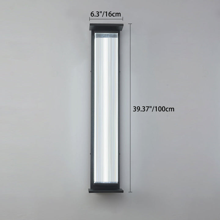 Modern Minimalist Waterproof Rectangular Stainless Steel Acrylic LED Wall Sconce Lamp For Outdoor Patio | Kalsten