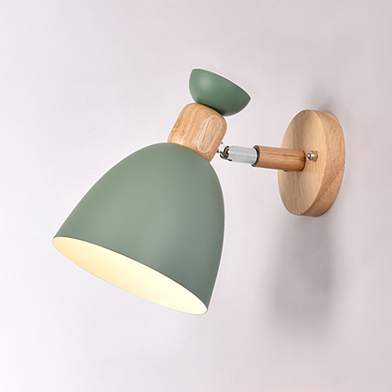 Modern Minimalistic Round Horn Aluminum Wood 1-Light Wall Lamp for Bedroom | Kalsten