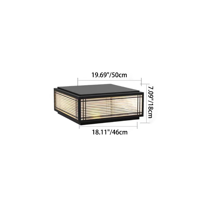 Traditional Chinese Square Aluminum Glass 1-Light Post Head Light For Garden | Kalsten