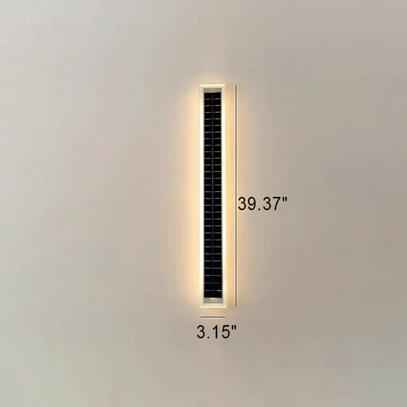 Minimalist Outdoor Solar Rectangular Strip Waterproof Patio LED Wall Sconce Lamp | Kalsten