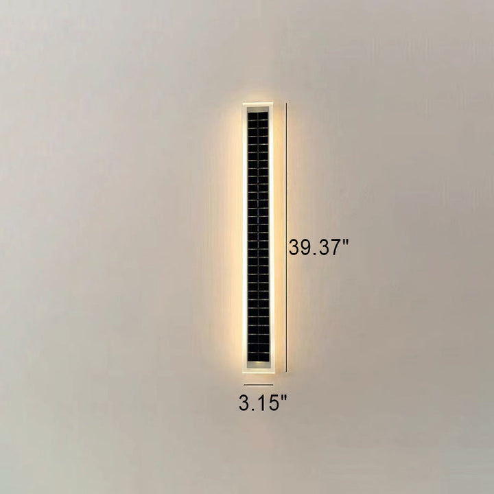 Minimalist Outdoor Solar Rectangular Strip Waterproof Patio LED Wall Sconce Lamp | Kalsten