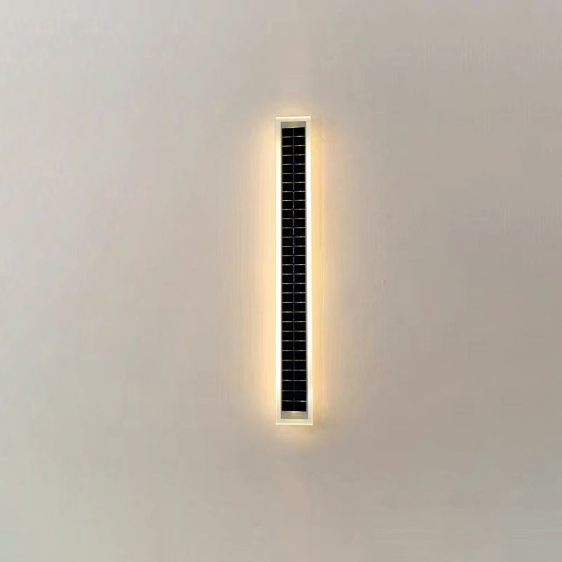 Minimalist Outdoor Solar Rectangular Strip Waterproof Patio LED Wall Sconce Lamp | Kalsten