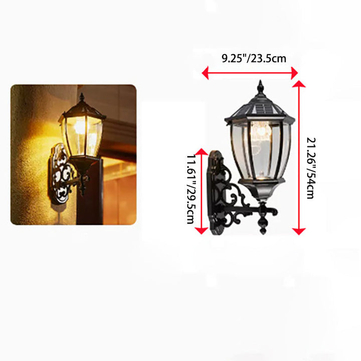 Traditional European Aluminum Glass LED Solar Waterproof Wall Sconce Lamp For Outdoor Patio | Kalsten