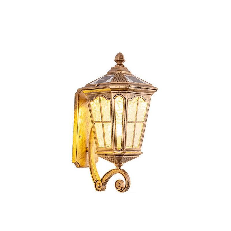 European Solar Outdoor Lantern Aluminum Glass Waterproof 1-Light Wall Sconce Lamp | Kalsten