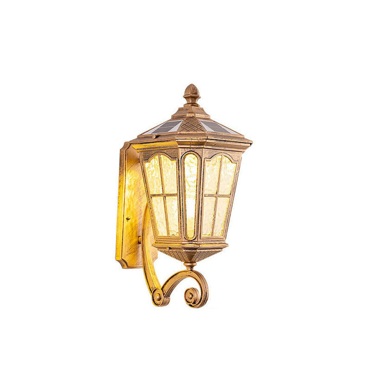European Solar Outdoor Lantern Aluminum Glass Waterproof 1-Light Wall Sconce Lamp | Kalsten