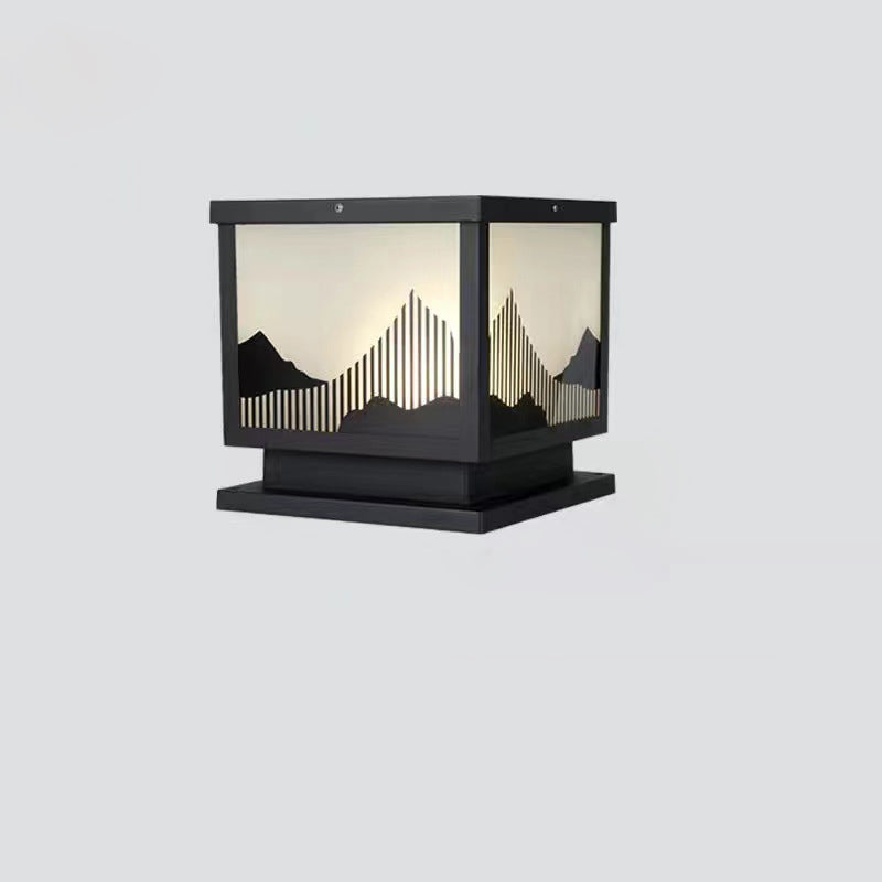 Traditional Chinese Aluminum Glass Square LED Waterproof Solar Landscape Light For Outdoor Patio | Kalsten