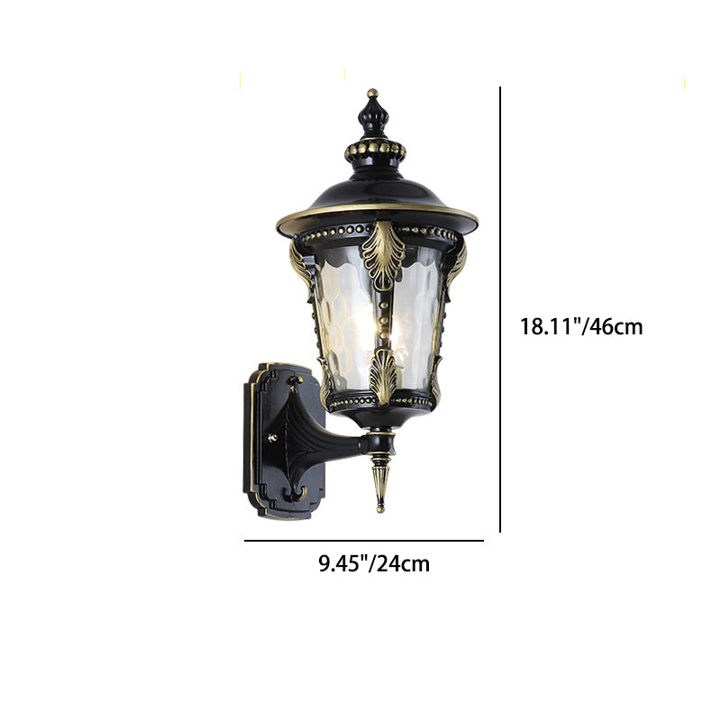 Traditional European Waterproof Quadrangle Pointed Cylinder Aluminum Glass 1-Light Outdoor Wall Sconce Lamp For Garden | Kalsten