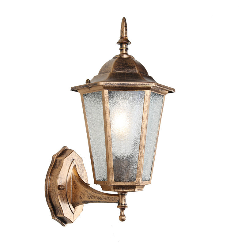 Contemporary Industrial Hexagonal Aluminum Frame Frosted Glass 1-Light Outdoor Wall Sconce Lamp For Garden | Kalsten