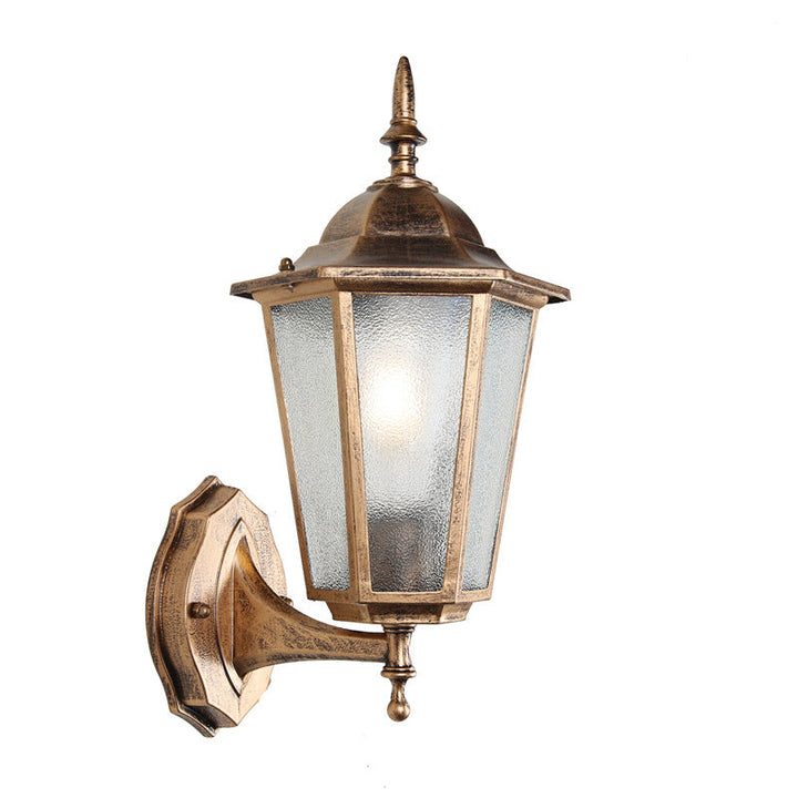 Contemporary Industrial Hexagonal Aluminum Frame Frosted Glass 1-Light Outdoor Wall Sconce Lamp For Garden | Kalsten