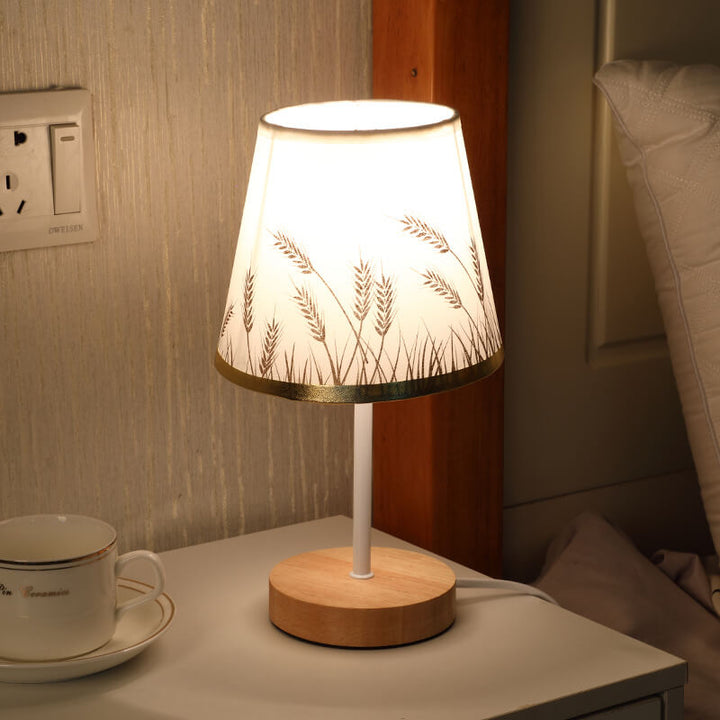 Nordic Vintage Fabric Cone Solid Wood LED Table Lamp | Kalsten